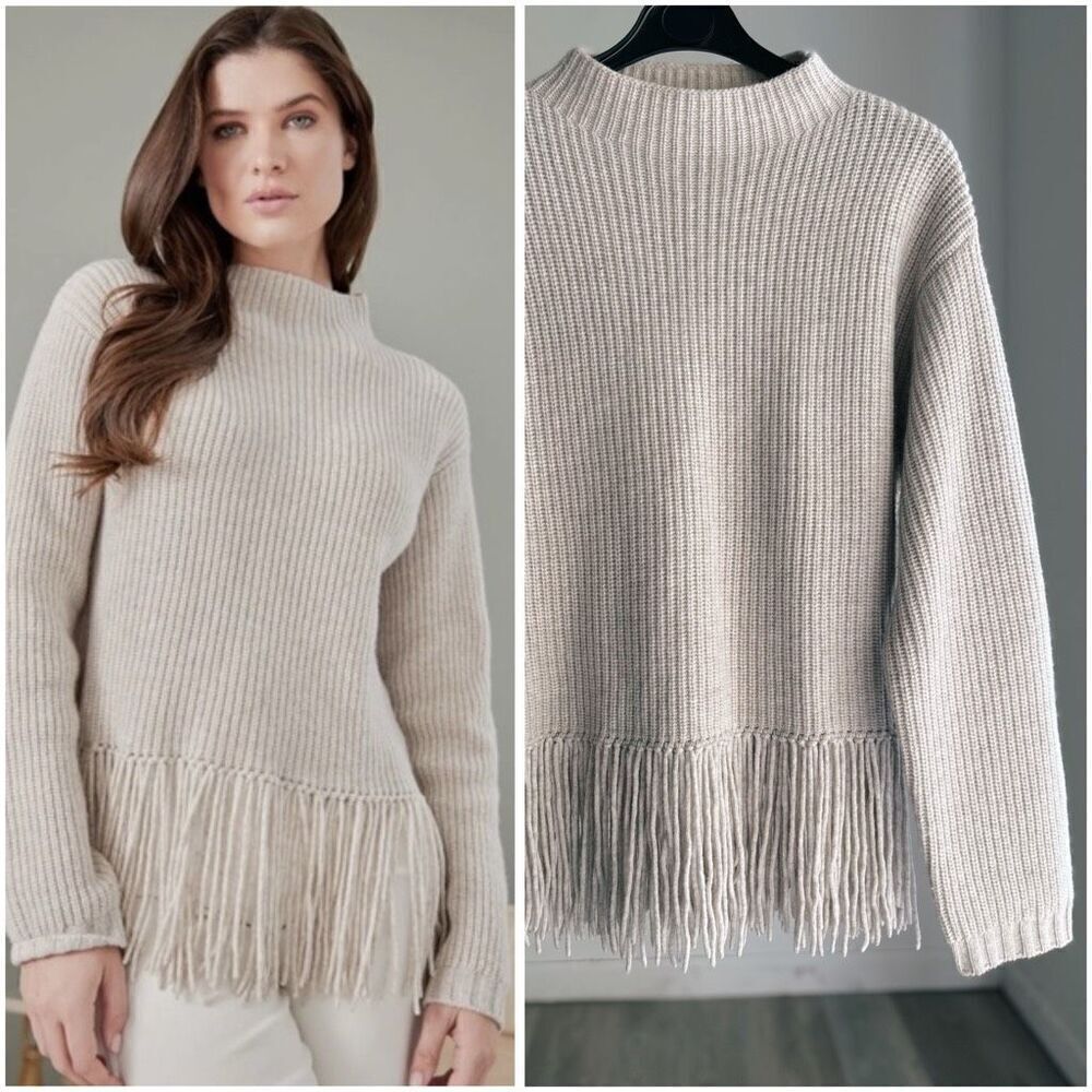 Alashan 100% Merino Wool Fringed Sweater Medium